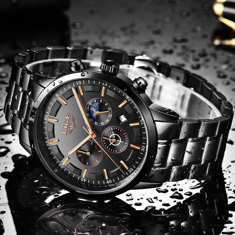 Men's Fashion Waterproof Moon Quartz Business Sports Watch