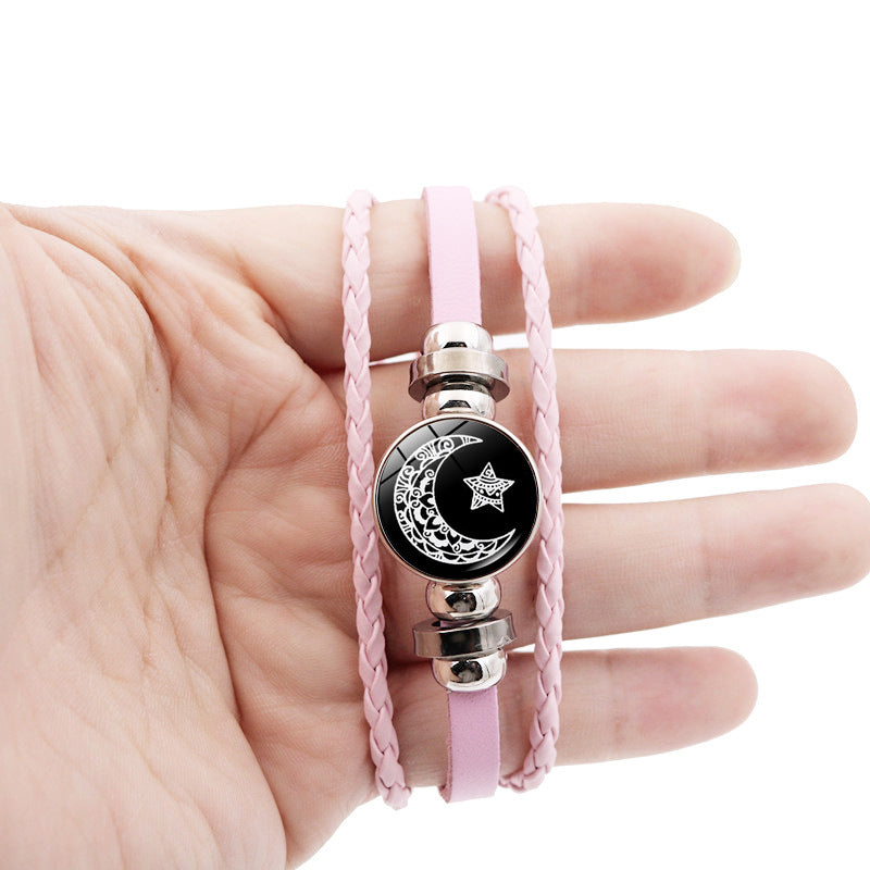 Luminous Sun And Moon Lovers Couple Leather Bracelet