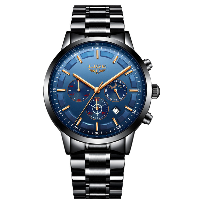 Men's Fashion Waterproof Moon Quartz Business Sports Watch