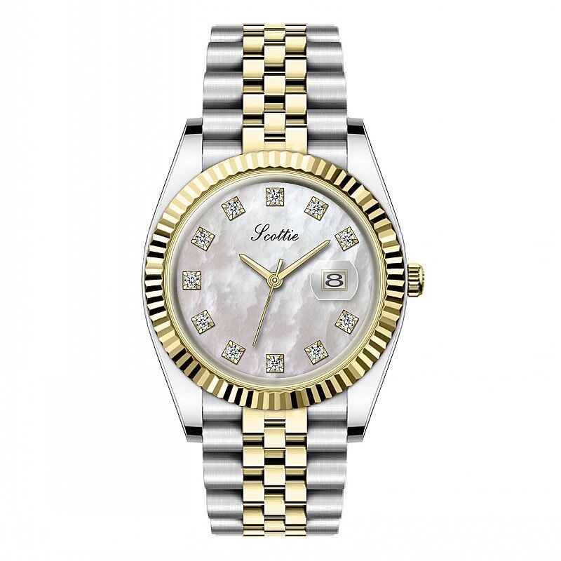Women's Simple Elegant Solid Steel Belt Calendar Watch