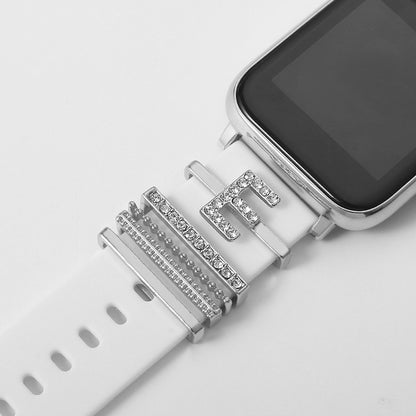 Suitable For Silicone Strap With Diamonds 26 English Letters Fashion Alloy Strap
