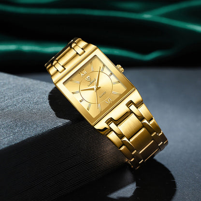 Business Style Steel Strap Couple Watch Square