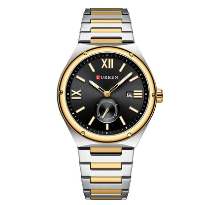 Mens Calendar Waterproof Multi-Function Two-Hand Semi-Quartz Watch