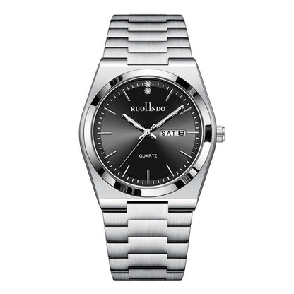 Ultra-thin Butterfly-clasp Steel-band Quartz Mens Watch