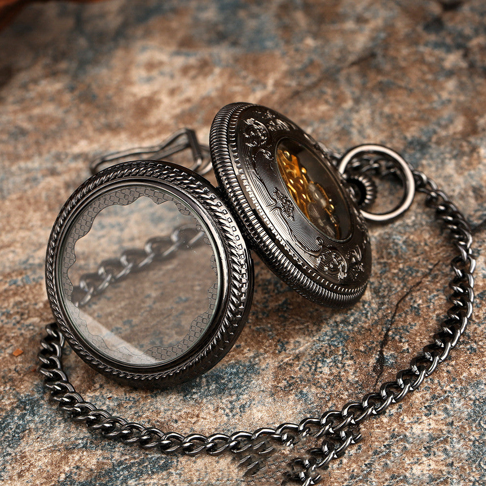 Classic Vintage Floral Case Pocket Watch Cover Manual Mechanical Pocket Watch