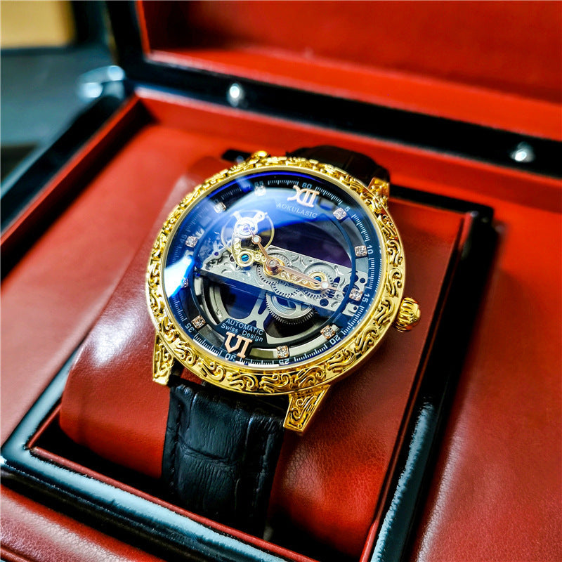 Automatic Mechanical Men's Watch Double-sided Hollow Waterproof
