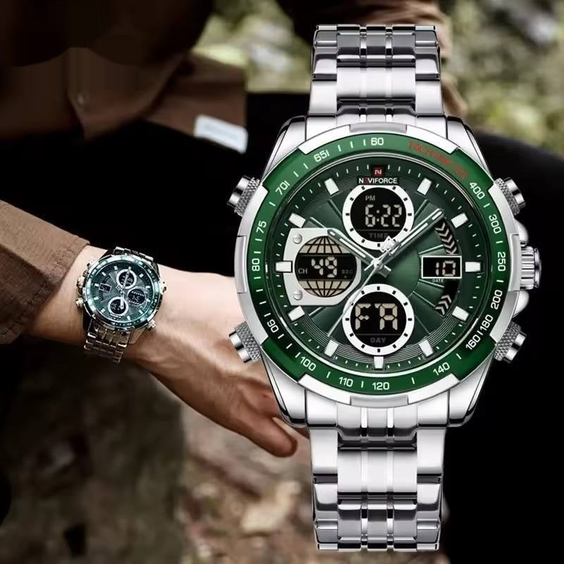 Men's Stainless Steel / Leather  Strap Multi-function Watch