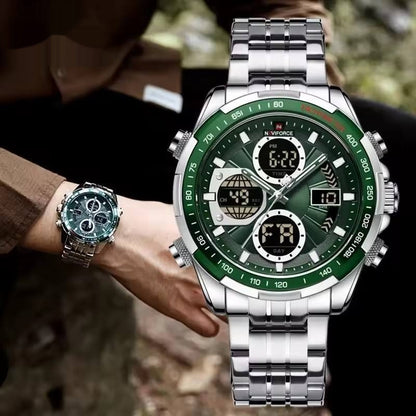 Men's Stainless Steel / Leather  Strap Multi-function Watch