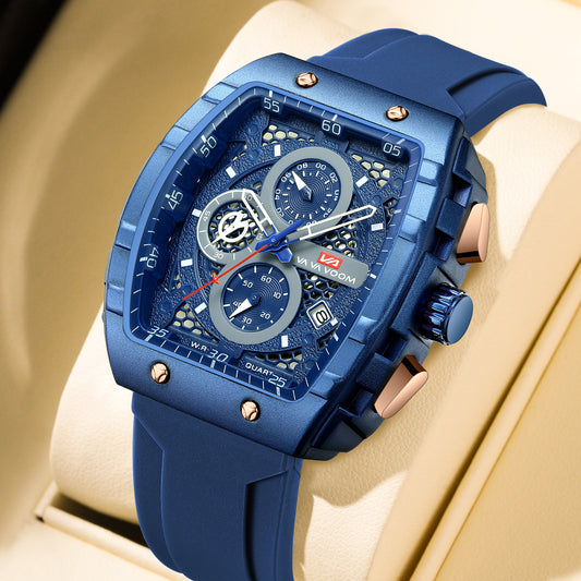 Multifunctional Business Waterproof Calendar Wine Barrel Non-automatic Mechanical Watch