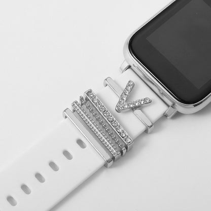 Suitable For Silicone Strap With Diamonds 26 English Letters Fashion Alloy Strap