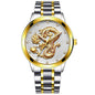 New Men's Embossed Golden Dragon Playing With Beads Diamond-inlaid Casual Business Quartz Watch