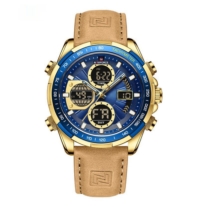 Men's Stainless Steel / Leather  Strap Multi-function Watch