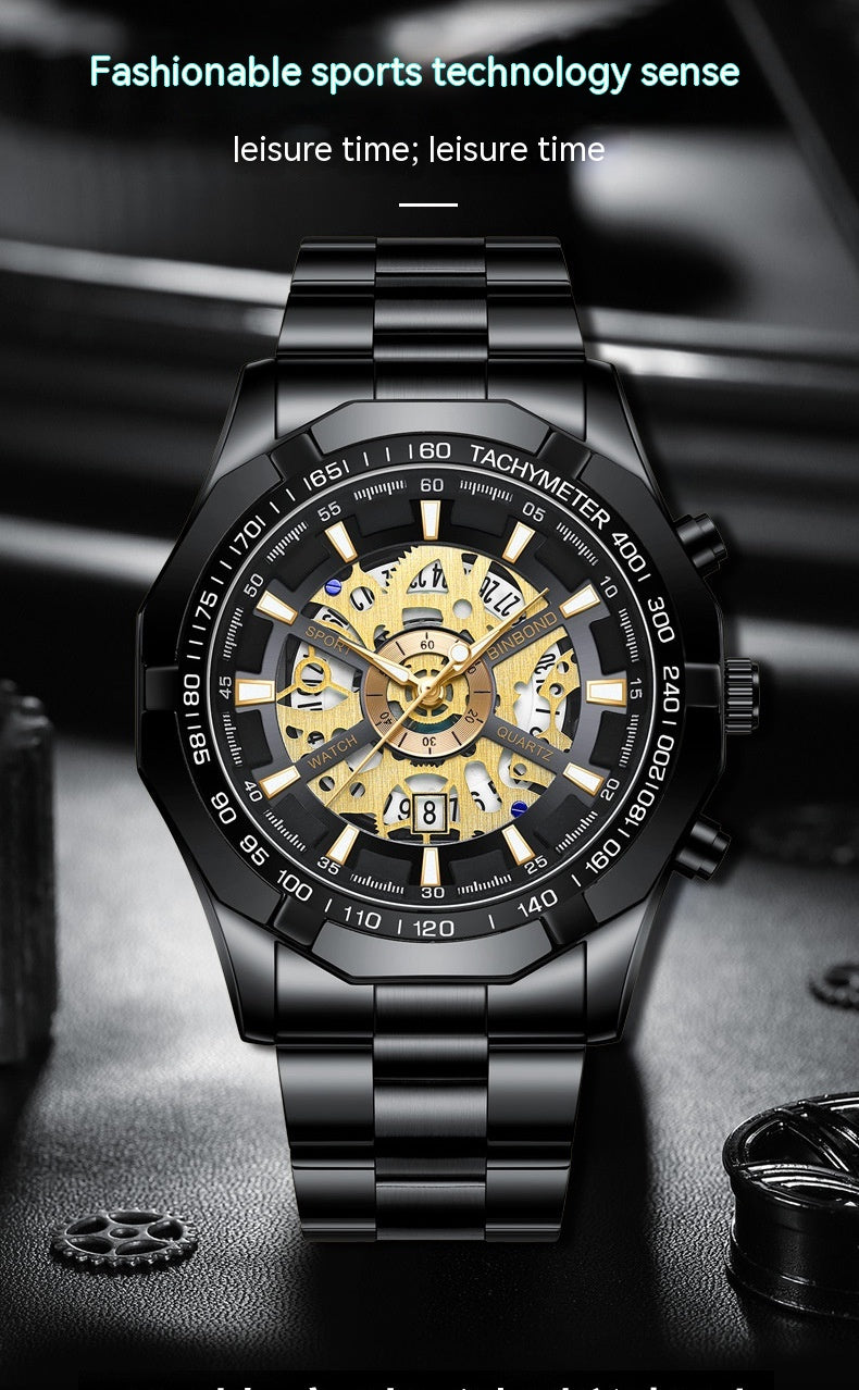 Men's Waterproof Luminous Casual Business Skeleton Shrimp Watch