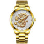 New Men's Embossed Golden Dragon Playing With Beads Diamond-inlaid Casual Business Quartz Watch