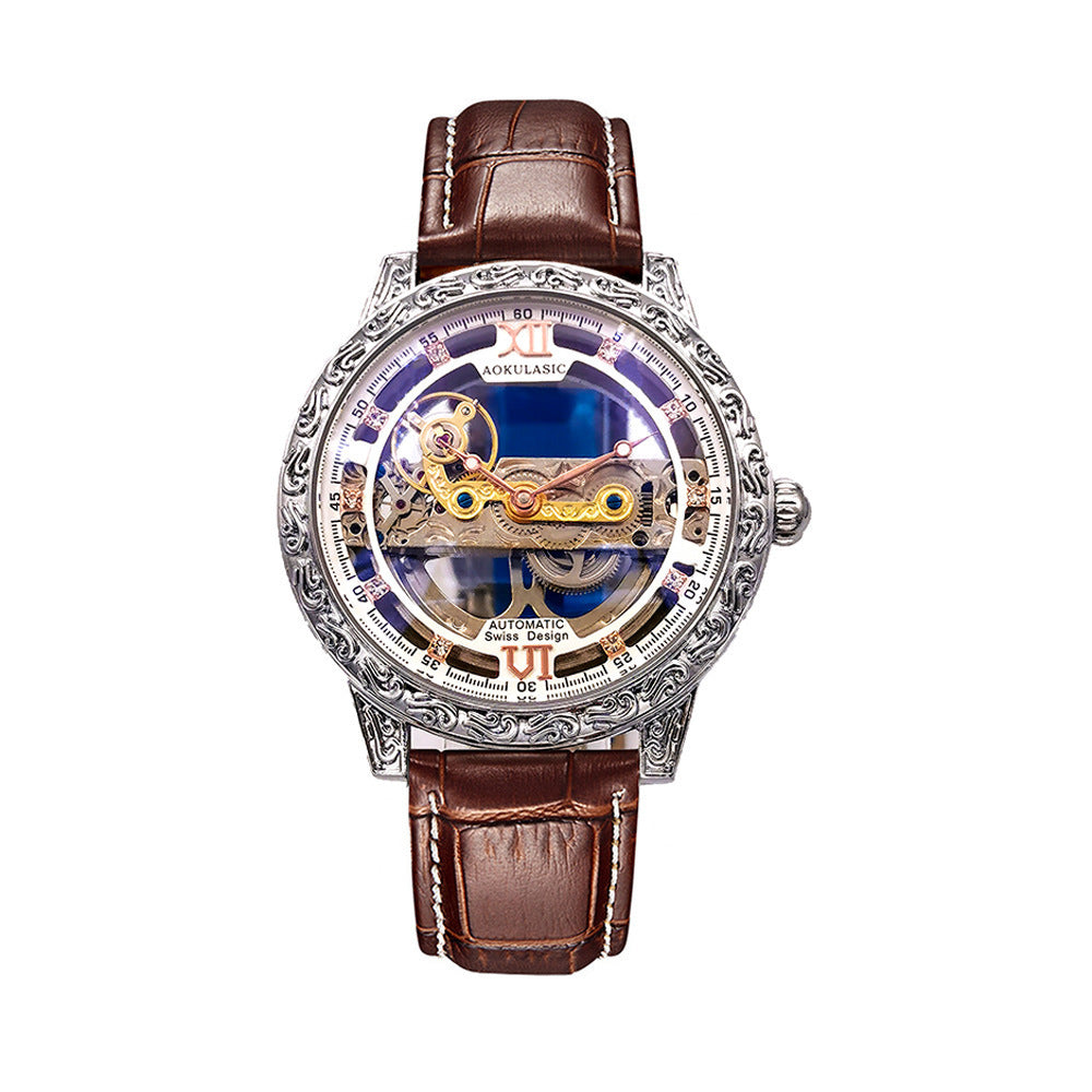 Automatic Mechanical Men's Watch Double-sided Hollow Waterproof