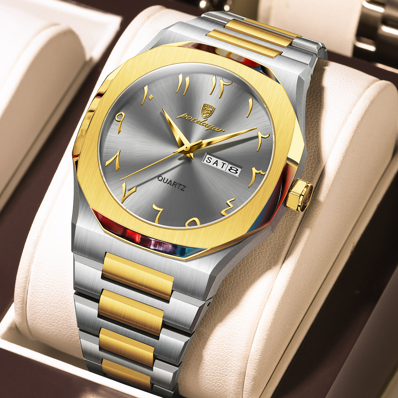 Men's Dual Calendar Simple And Trendy Waterproof Quartz Watch