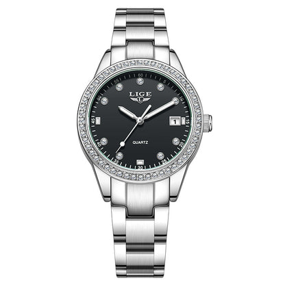 Fashion Girl Quartz Watch Diamond-encrusted Multifunctional Waterproof Luminous
