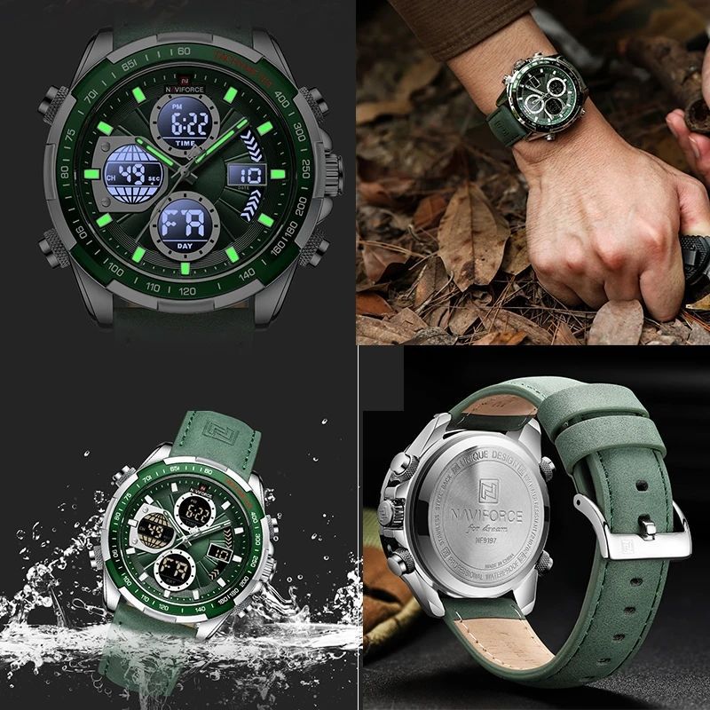 Men's Stainless Steel / Leather  Strap Multi-function Watch