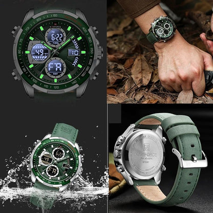 Men's Stainless Steel / Leather  Strap Multi-function Watch