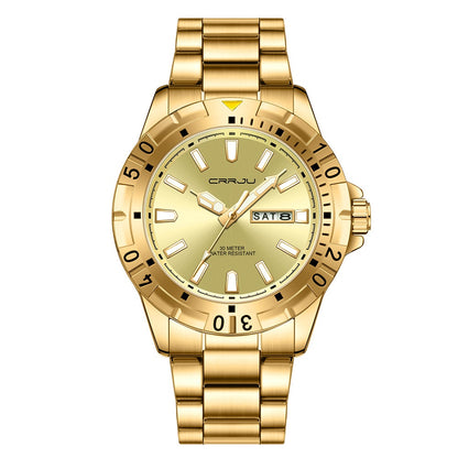 Mens Large-Dial Waterproof Dual-Date Business Watch