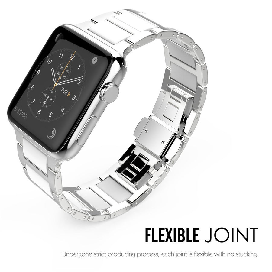 Universal Stainless Steel And Black Ceramics Apple Stainless Steel Strap