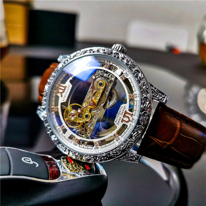 Automatic Mechanical Men's Watch Double-sided Hollow Waterproof