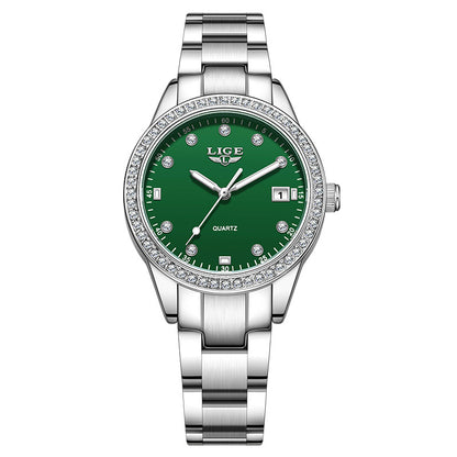 Fashion Girl Quartz Watch Diamond-encrusted Multifunctional Waterproof Luminous