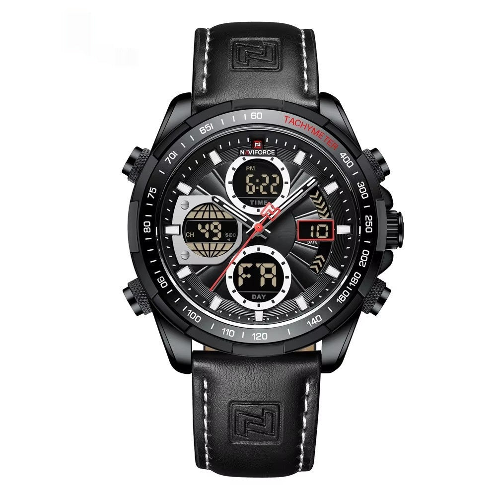 Men's Stainless Steel / Leather  Strap Multi-function Watch