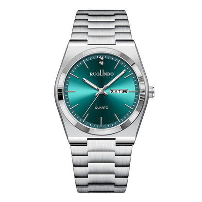 Ultra-thin Butterfly-clasp Steel-band Quartz Mens Watch