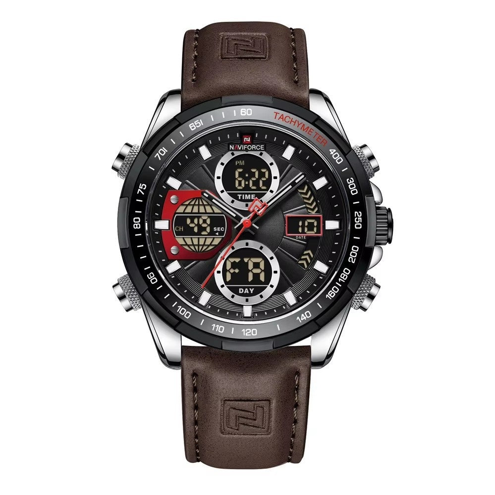 Men's Stainless Steel / Leather  Strap Multi-function Watch