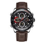 Men's Stainless Steel / Leather  Strap Multi-function Watch