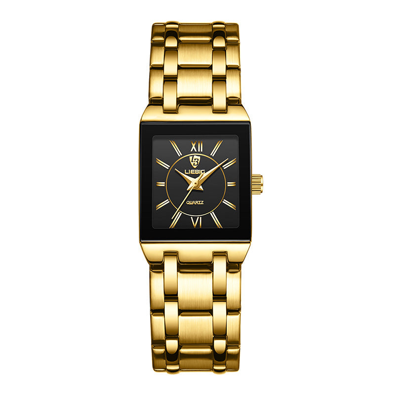 Business Style Steel Strap Couple Watch Square