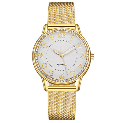 Women's Diamond Luminous Watch Fashion Business Mesh Belt