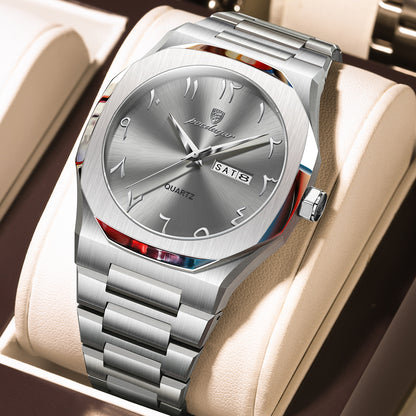 Men's Dual Calendar Simple And Trendy Waterproof Quartz Watch