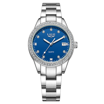 Fashion Girl Quartz Watch Diamond-encrusted Multifunctional Waterproof Luminous