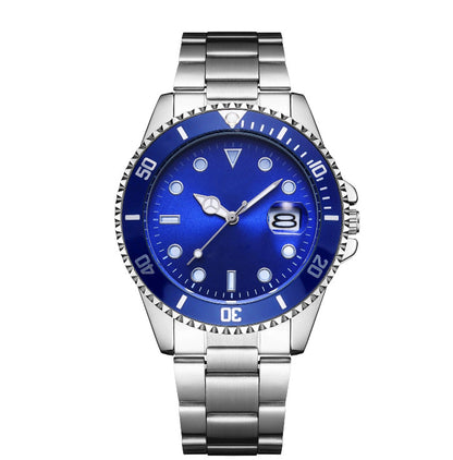 Luminous Solid Steel Strap Single Calendar Men's Watch