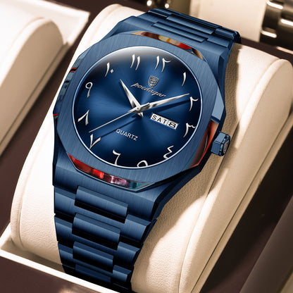 Men's Dual Calendar Simple And Trendy Waterproof Quartz Watch